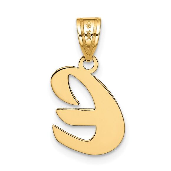 Kazi Luxury 14k Yellow Gold Polished Script Letter E Initial Pendant - Picture 3 of 4